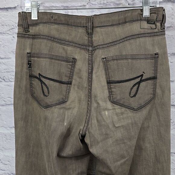 Women's JAG High Rise Straight-Leg Jeans Taupe Distressed Bleach Spots Denim 10 - Picture 3 of 13